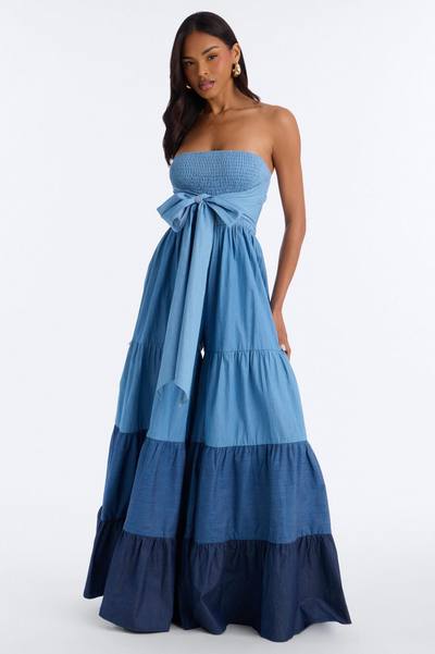 Tier Me Out Wide Leg Jumpsuit - Denim