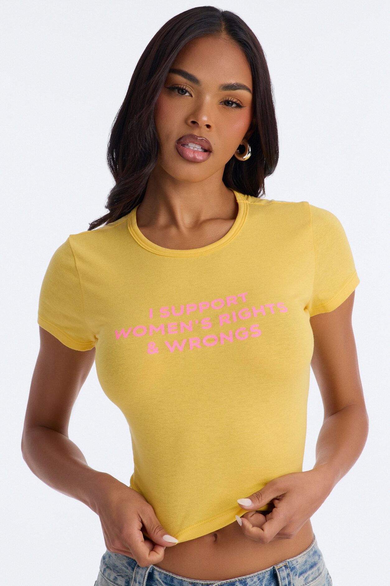 Supporting Those Rights Baby Tee - Yellow