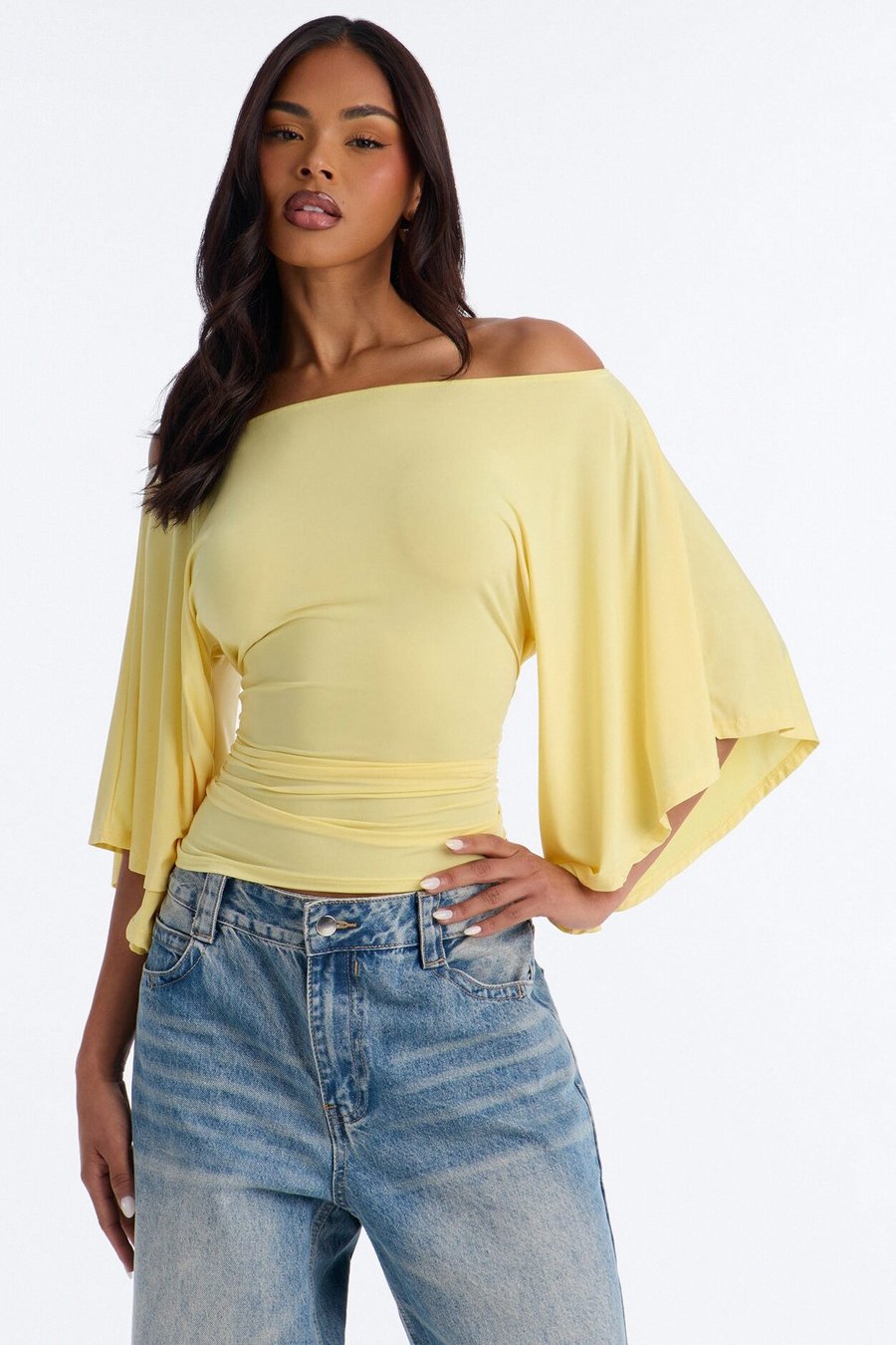 Cierra Cinched Waist Short Sleeve Top - Yellow