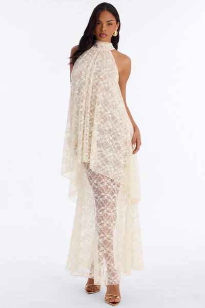 Brianna Flowy Lace Maxi Dress - Cream