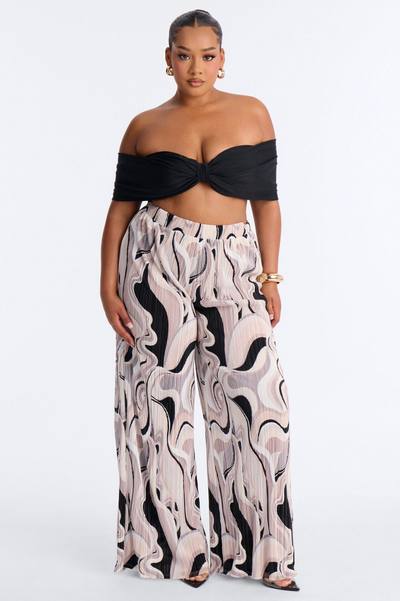 Pure Bliss Printed Plisse Pant - Grey/combo