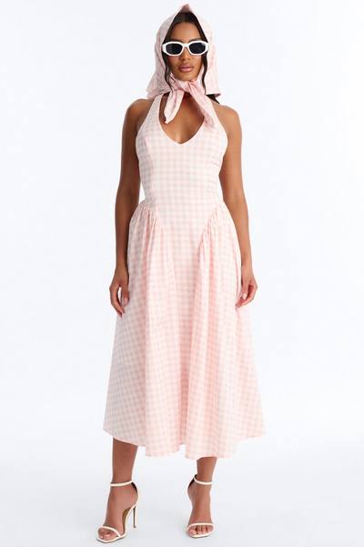 Mara Corset Gingham Midi Dress - Pink/combo