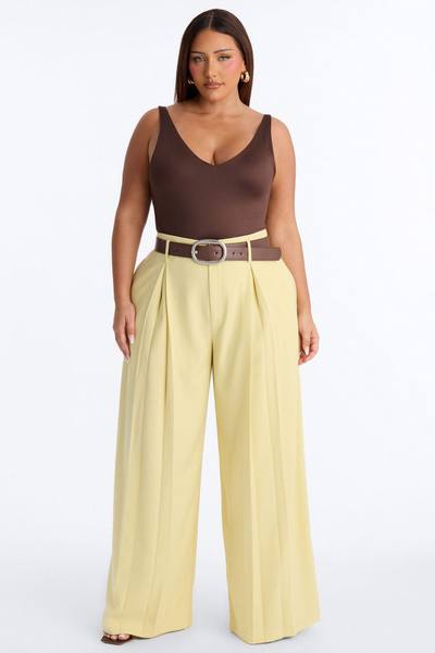 Bellina Belted Wide Leg Trouser - Yellow