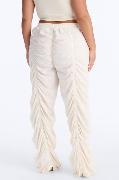 Ariel Stacked Ruched Lightweight Pant - Ivory
