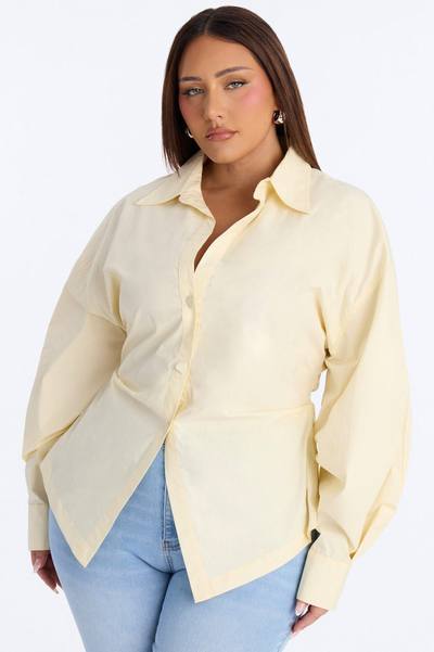 Junie Oversized Button Down Top - Yellow