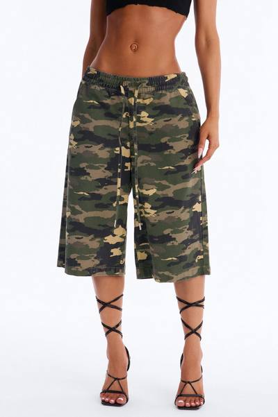 Out Of Sight Tie Waist Denim Jorts - Medium Wash