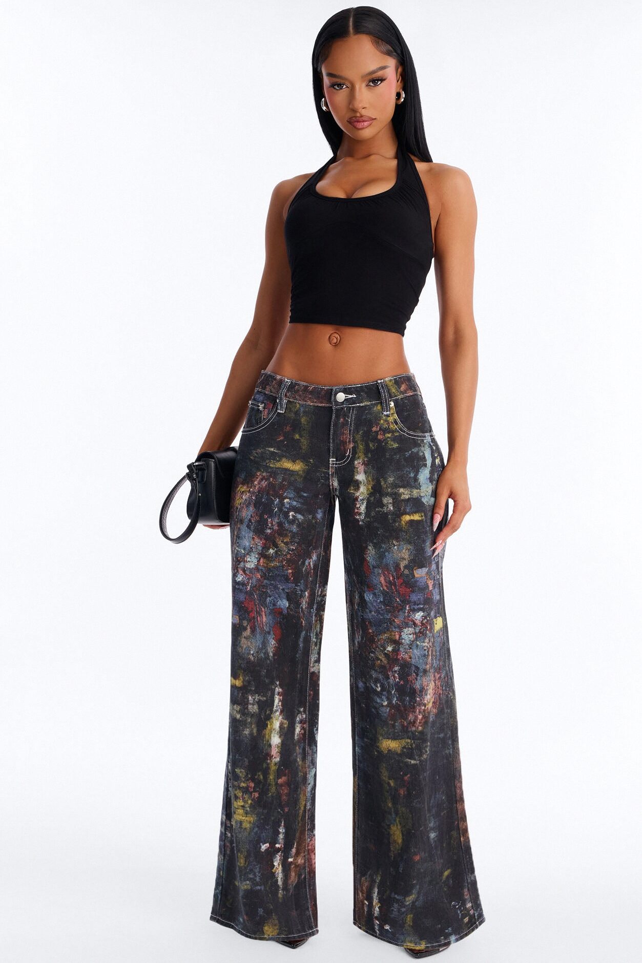 Hailey Everyday Ruched Bust Halter Top - Black