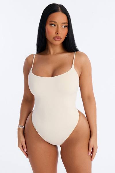 Second Skin Double Lined Square Neck Cami Bodysuit - Bone