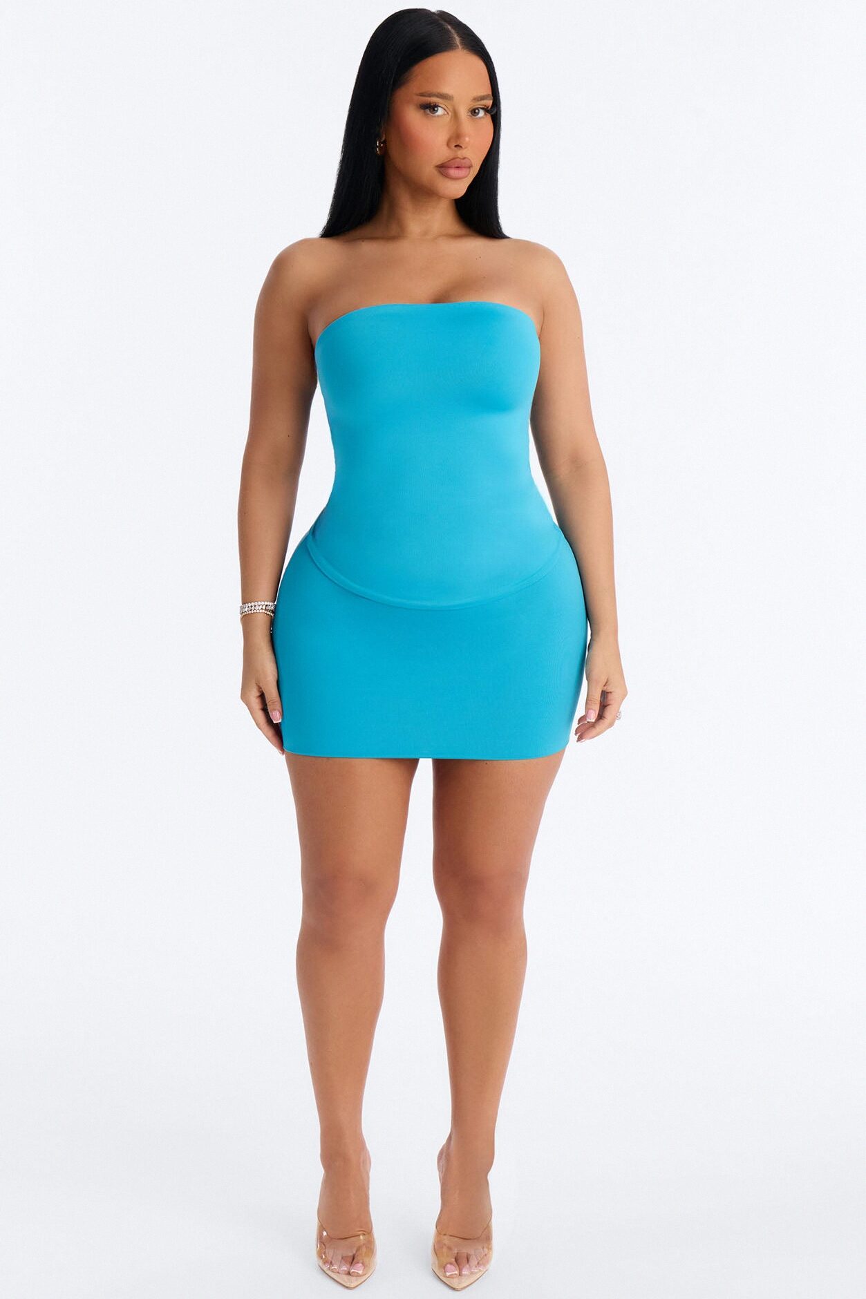 Contour Double Lined Mini Skirt - Blue