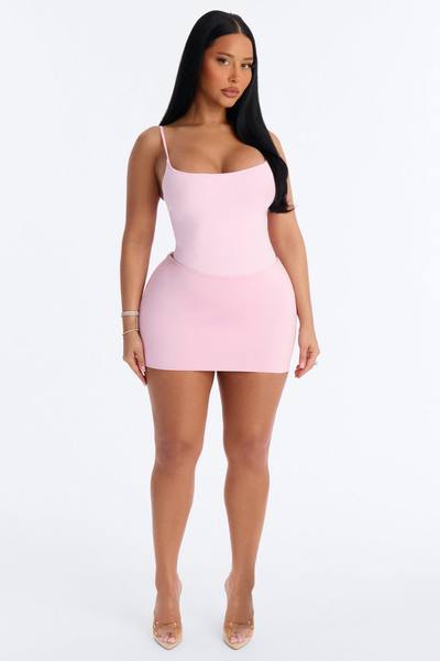 Second Skin Double Lined Square Neck Cami Bodysuit - Pink