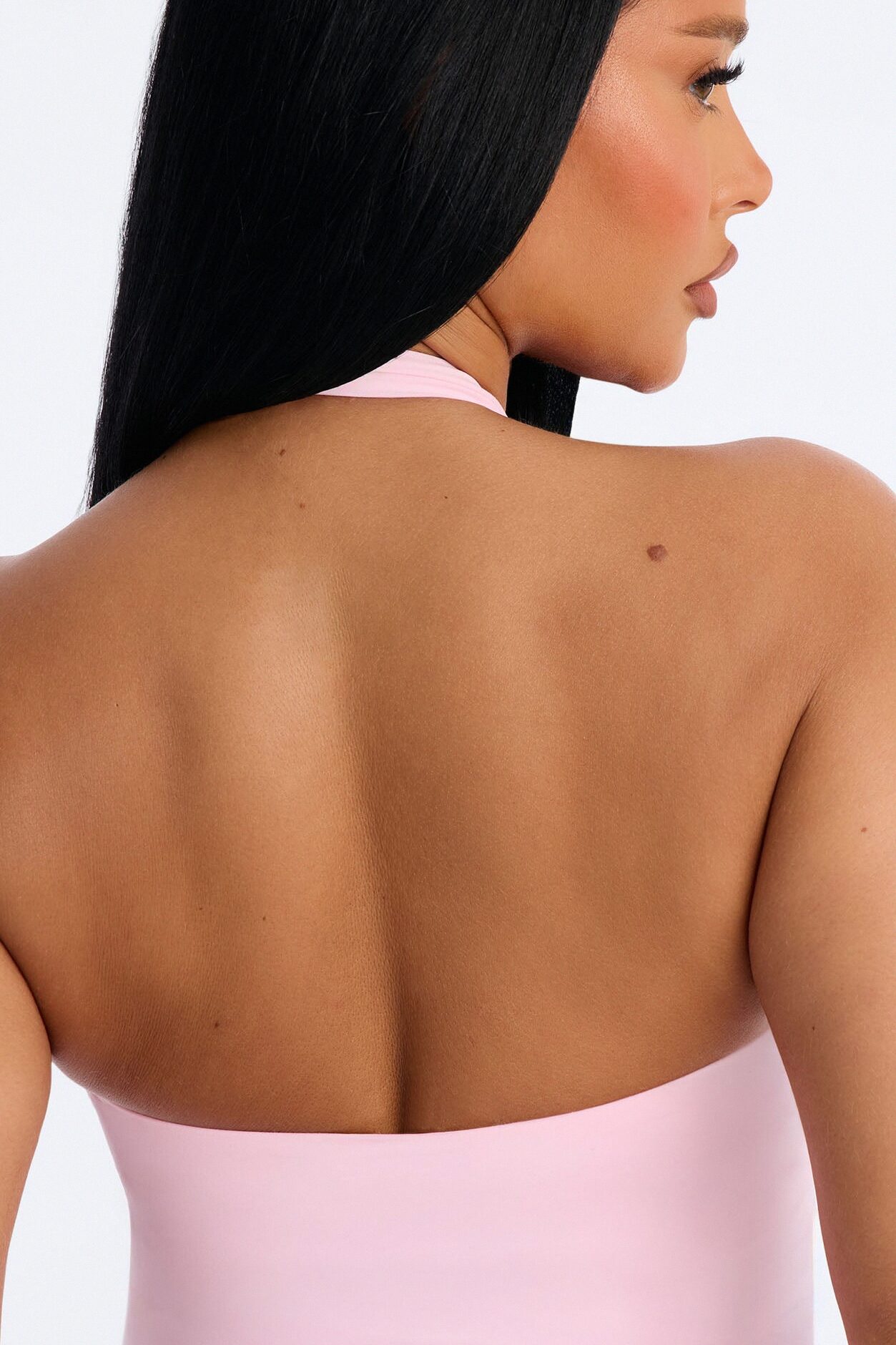 Second Skin Bra Pad Sleeveless Halter Top - Light Pink