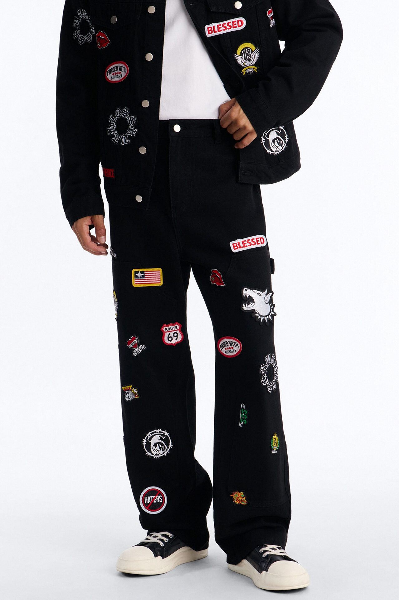 Outlaw Patchwork Baggy Jean - Black