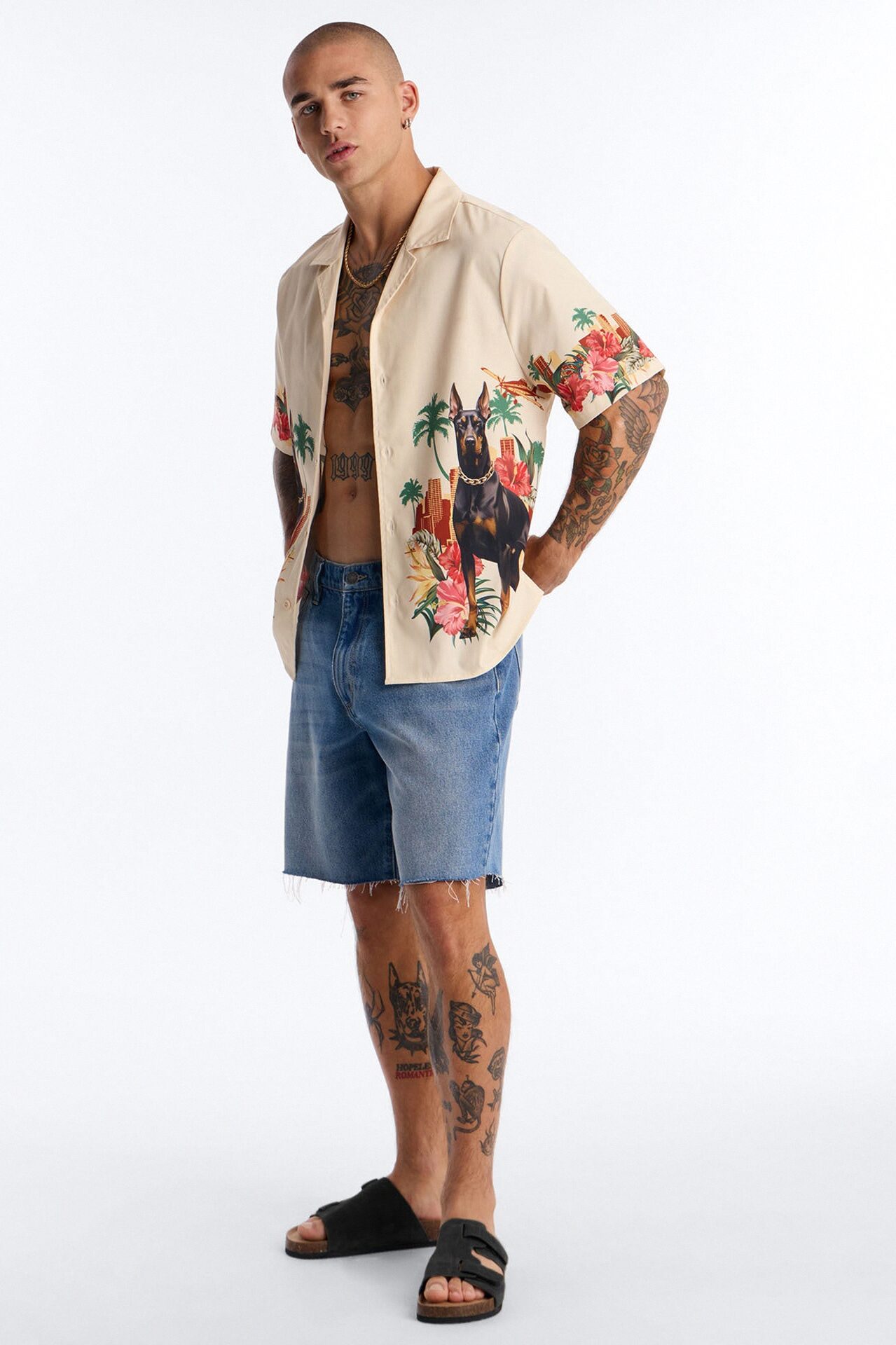 Relaxed Tropical Watchdog Button Up Shirt - Multi Color