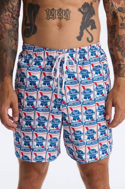 PBR Block Party Printed Swim Trunk 7″ - Multi Color