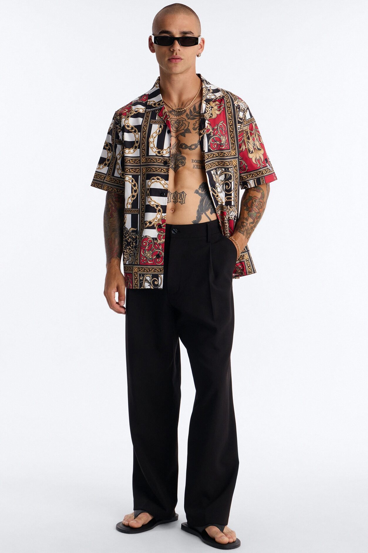 Relaxed Gilded Baroque Jungle Button Up Shirt - Multi Color