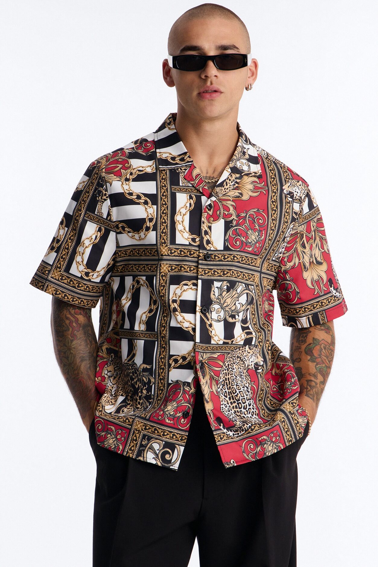 Relaxed Gilded Baroque Jungle Button Up Shirt - Multi Color
