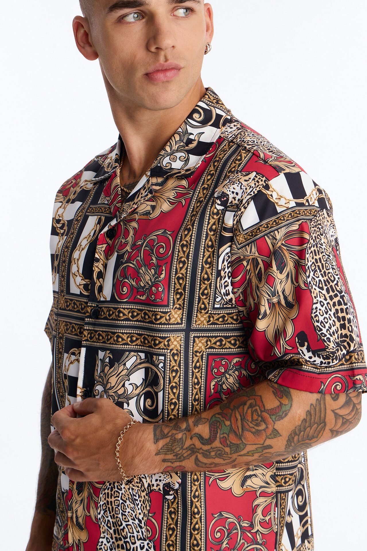 Relaxed Gilded Baroque Jungle Button Up Shirt - Multi Color