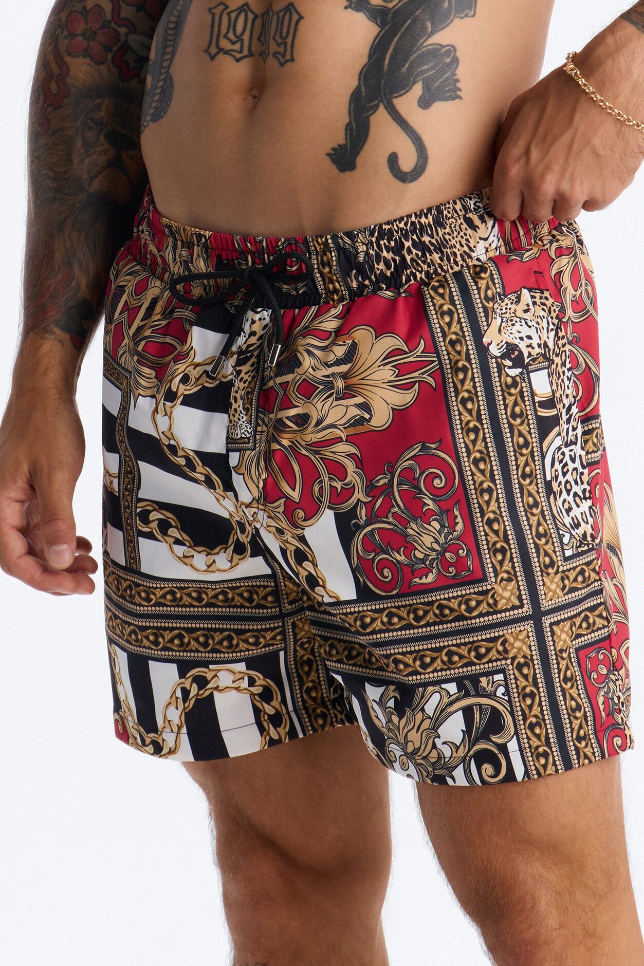 Gilded Baroque Jungle Swim Trunk 4″ - Multi Color