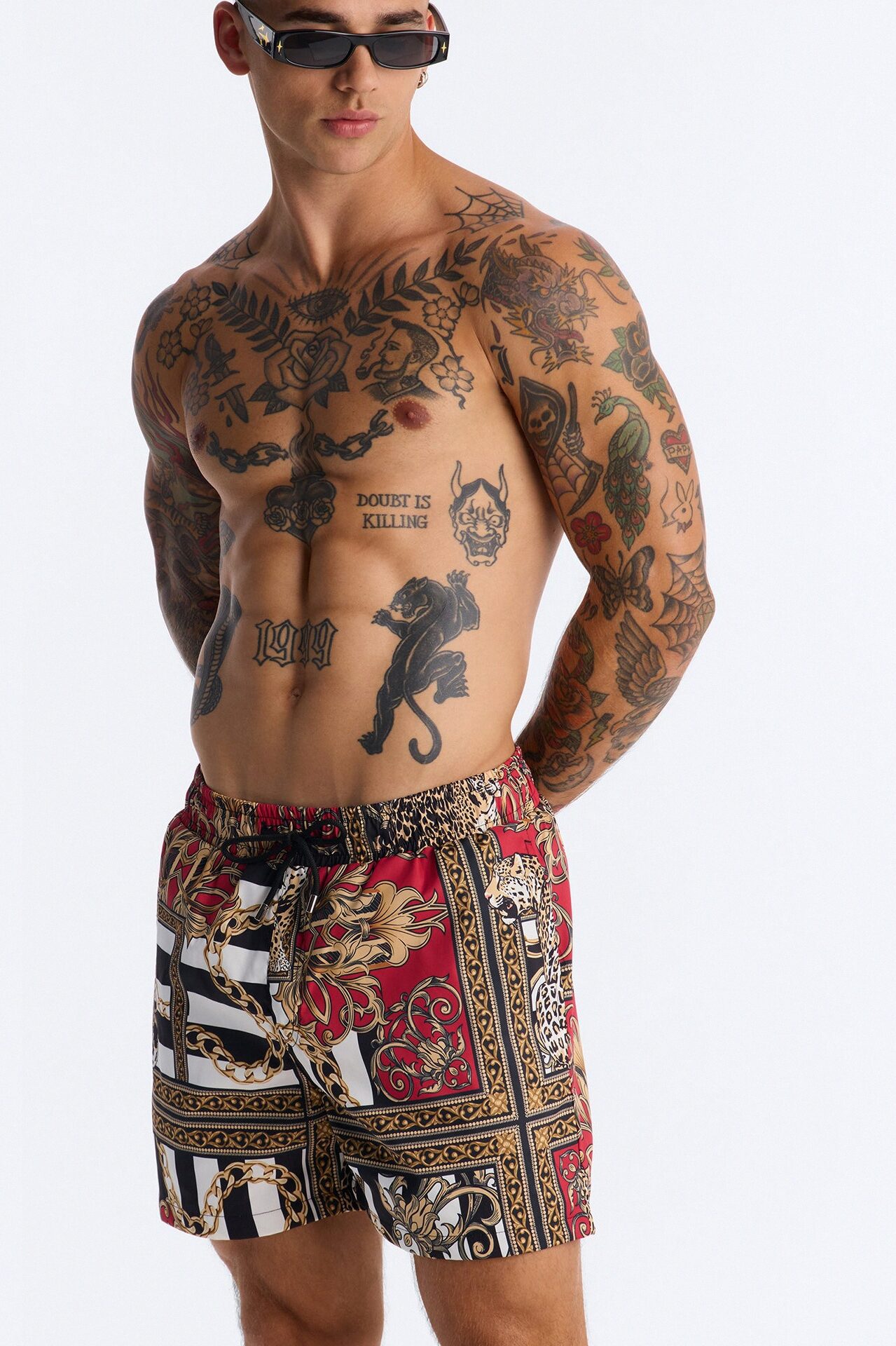 Gilded Baroque Jungle Swim Trunk 4″ - Multi Color
