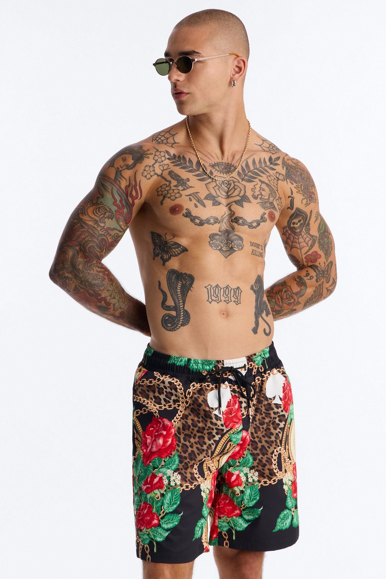 Roses & Riches Baroque Swim Trunk 7″ - Multi Color