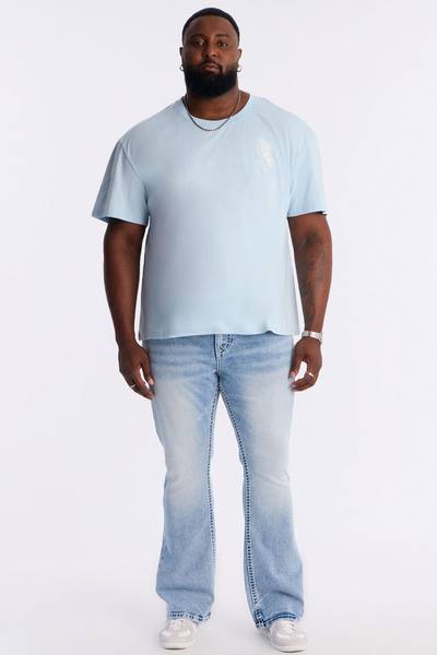 Faith Over Fear Everytime Boxy Short Sleeve Tee - Light Blue
