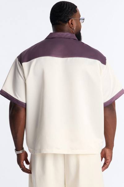 Opulent Satin Button Up Shirt - White/combo