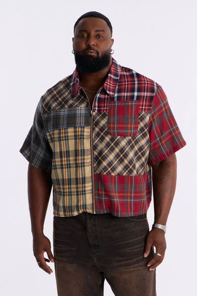 Relaxed Tartan Drift Plaid Zip Up - Multi Color