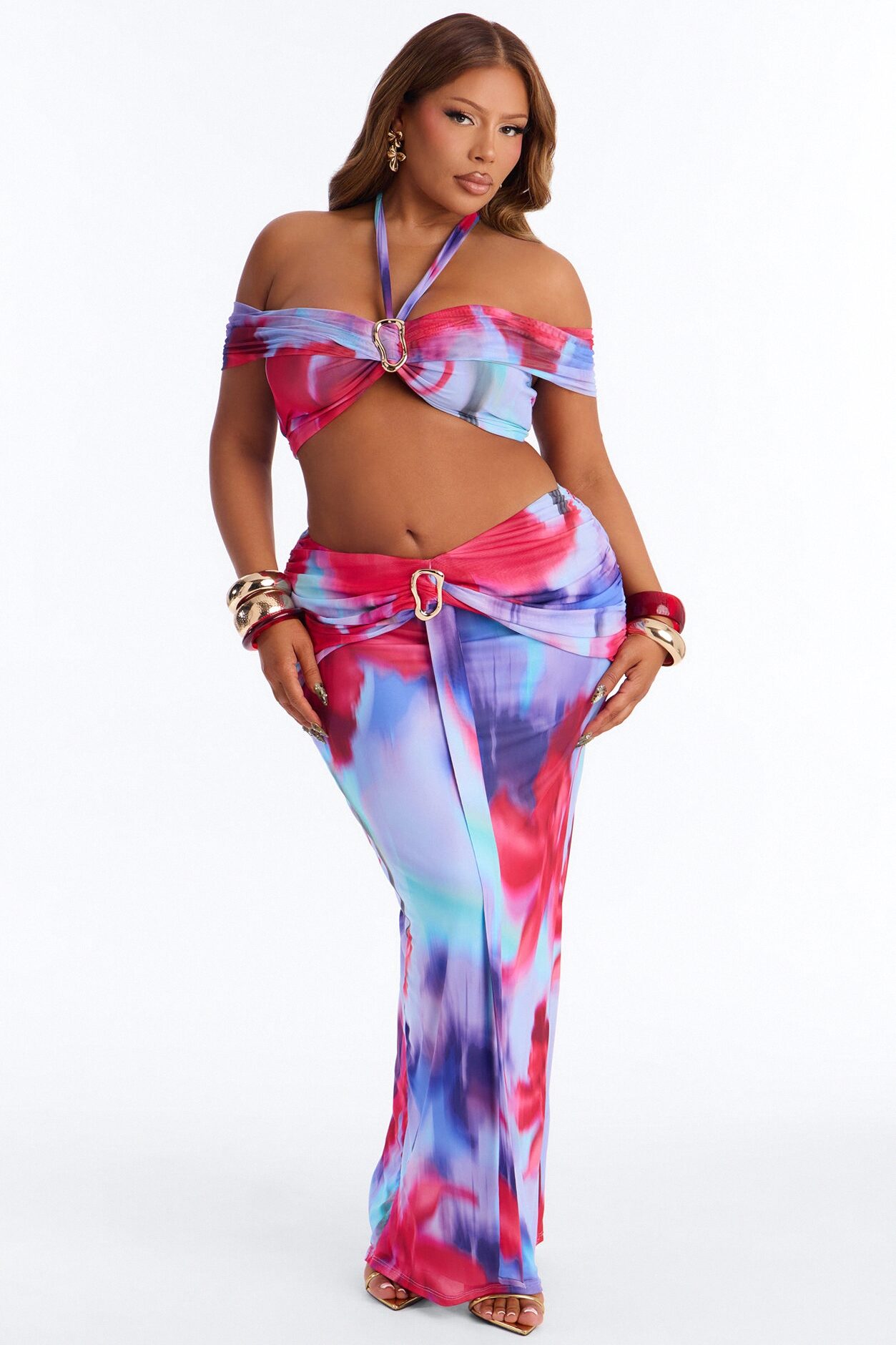 Rare Aura Mesh Skirt Set - Multi Color