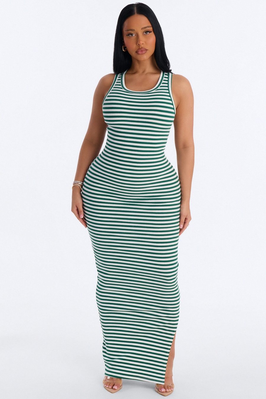 Natalia Striped Maxi Dress - Green