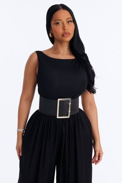 Lacy Belted Balloon Jumpsuit - Black
