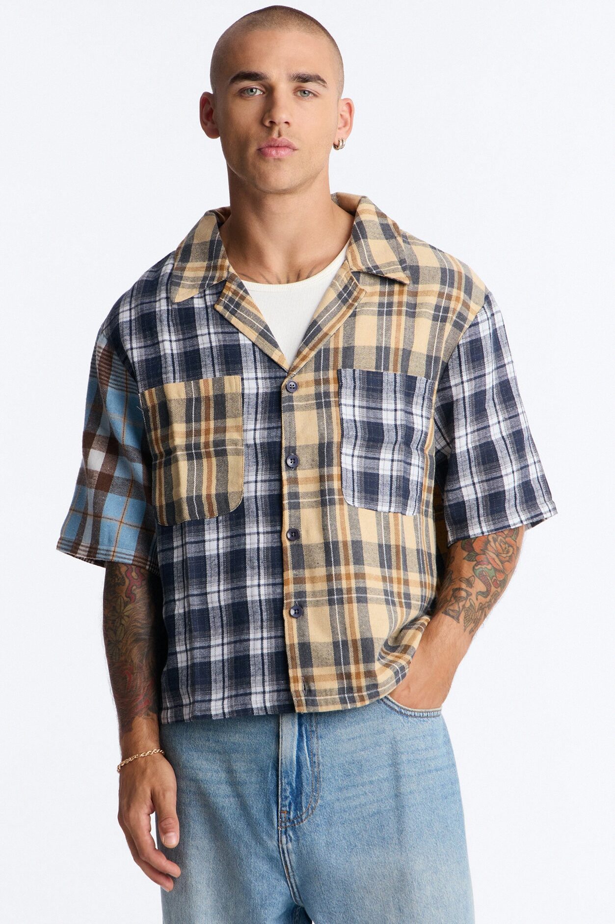 Relaxed Backyard Days Plaid Button Up Shirt - Multi Color