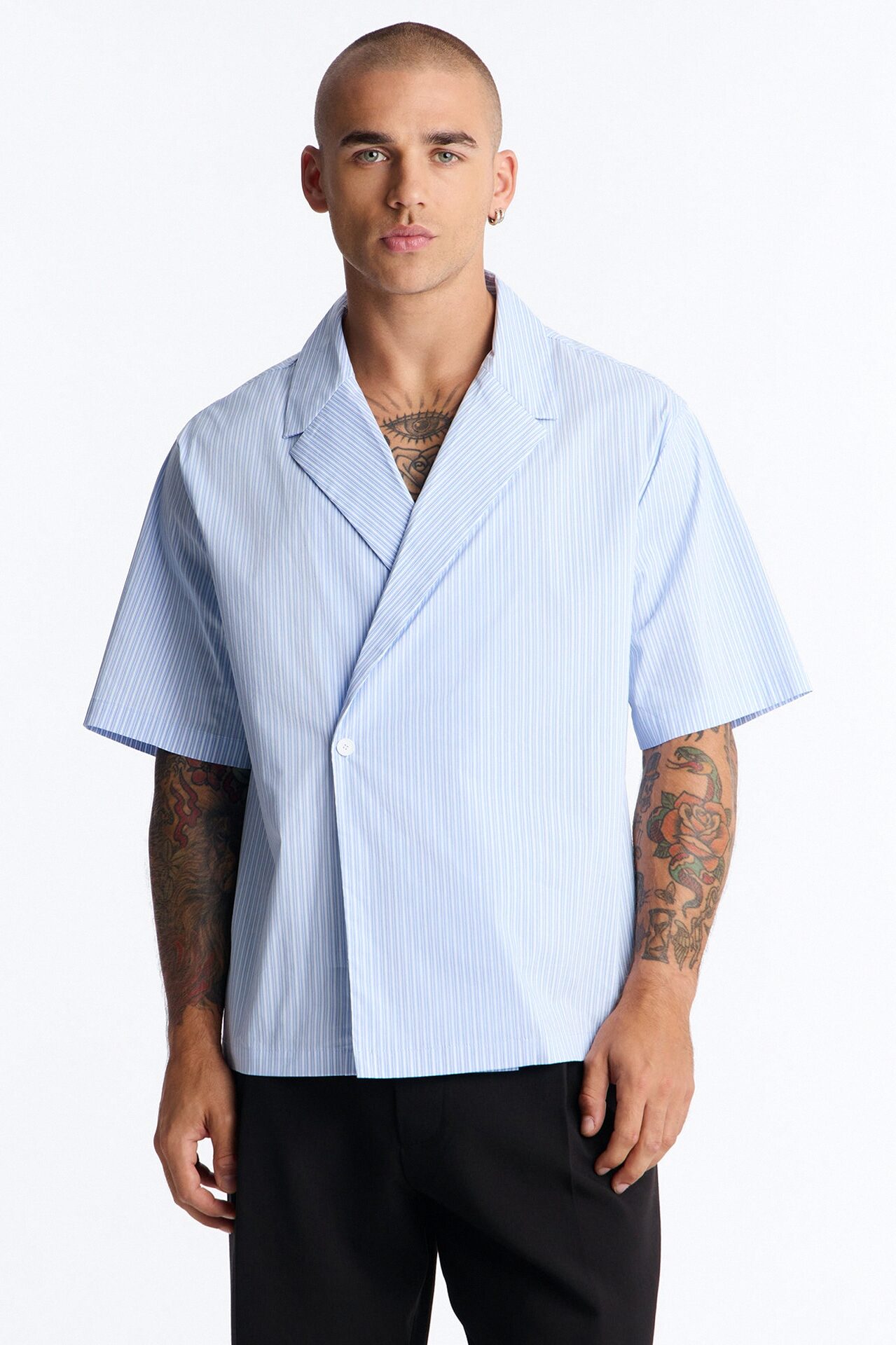 Relaxed Linear Breeze Blazer Shirt - Blue/combo