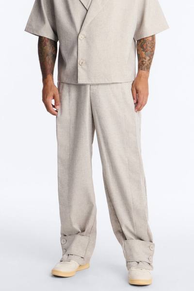 Maison Tailored Baggy Buttoned Cuff Pant - Khaki