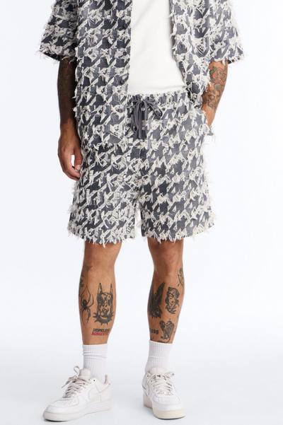 Relaxed Houndstooth Nomad Short - Grey
