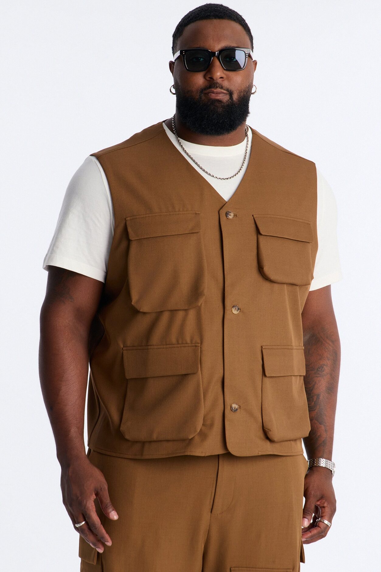 Lumina All Over Pocket Elevated Vest - Brown