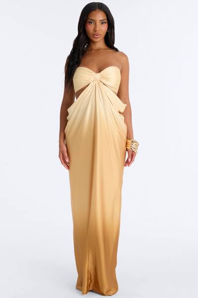 Do The Most Draped Satin Maxi Dress - Gold