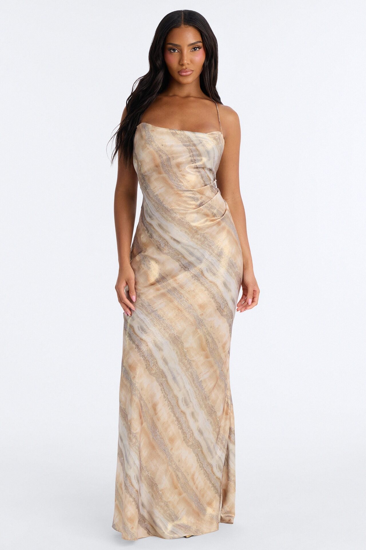 High End Energy Metallic Maxi Dress - Gold/combo