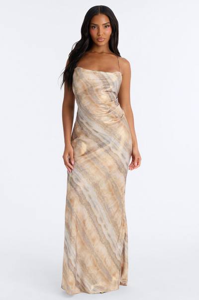 High End Energy Metallic Maxi Dress - Gold/combo