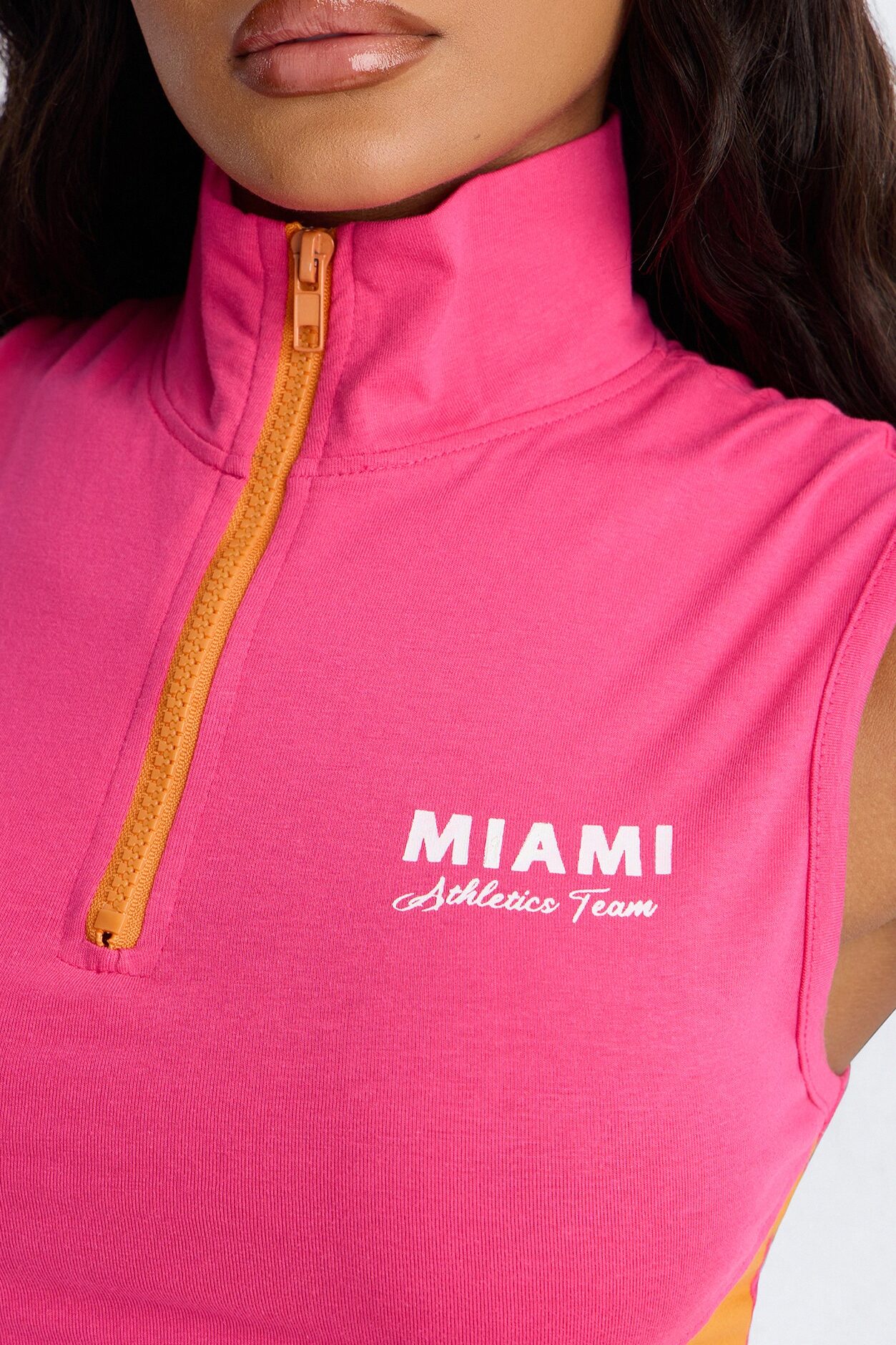 Miami Moment Quarter Zip Pant Set - Pink/combo