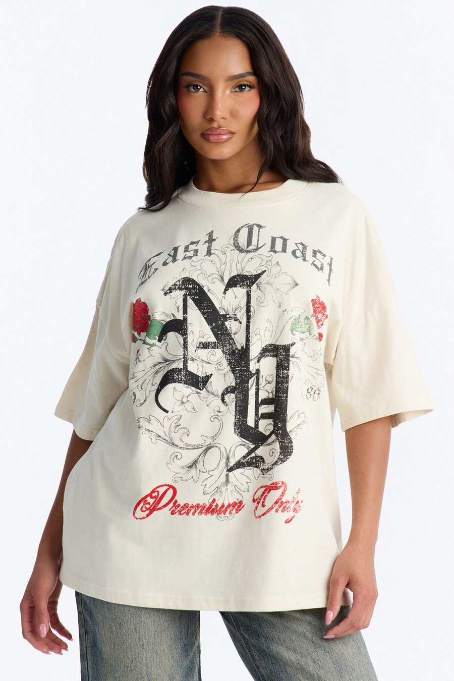 East Coast Roses Tee - White