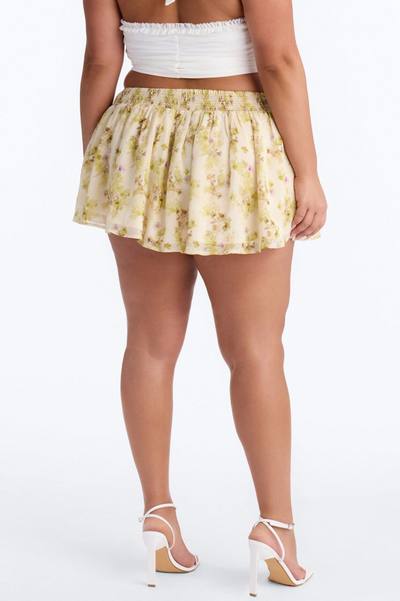 Emira Floral Chiffon Micro Mini Skirt - Yellow/combo
