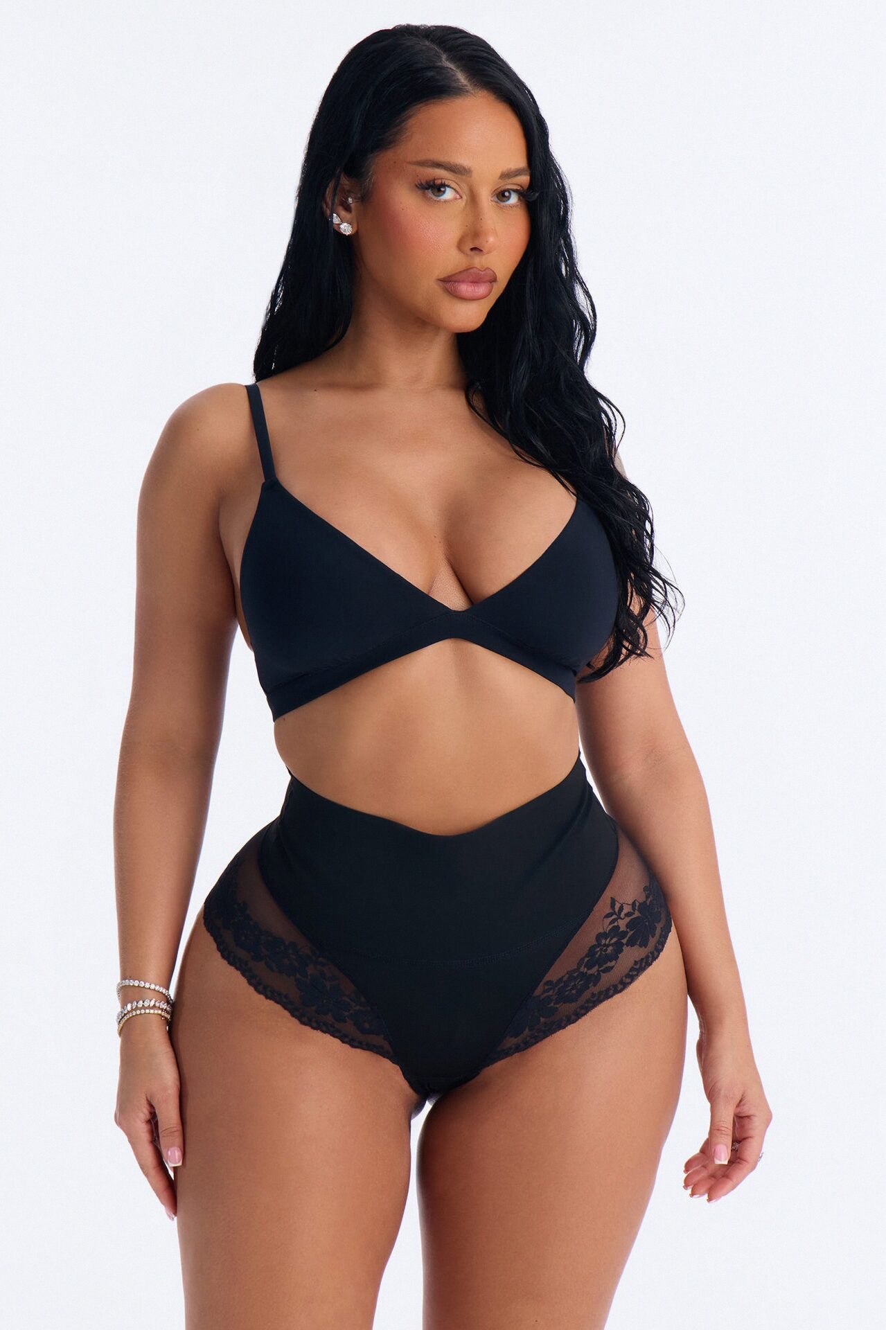 Smoothing Shape Lace Hipster Panty - Black