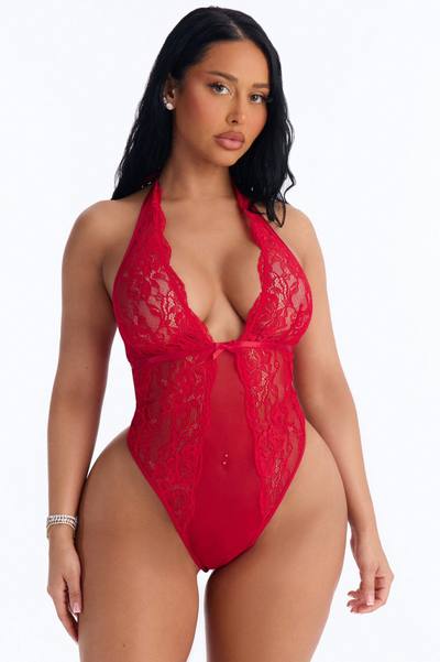 Untamed Love Lace Teddy - Red