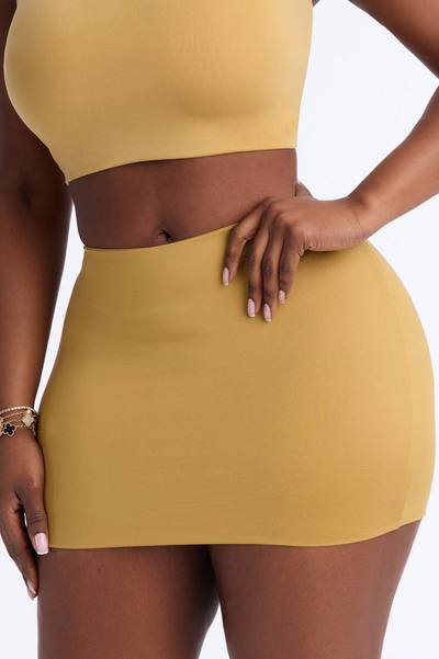 Contour Double Lined Mini Skirt - Honey