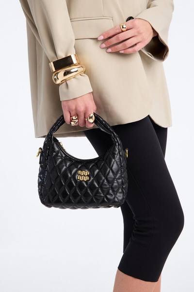Pillow Talk Faux Leather Quilted Bag - Black