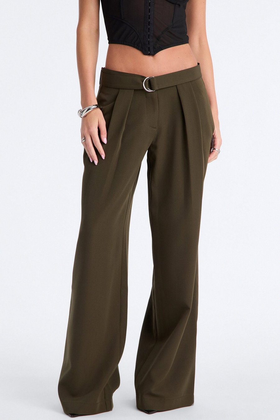 Beautiful Banter Belted Wide Leg Trouser - Green