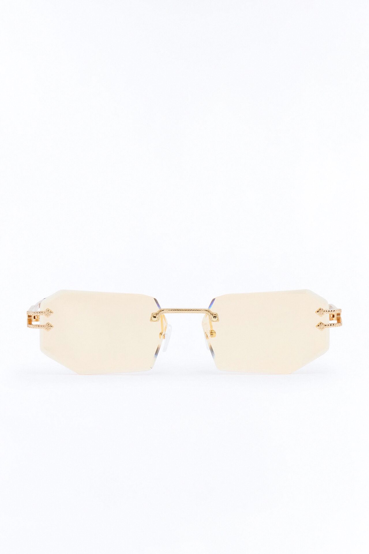 Anubis Frameless Geometric Sunglasses - Gold/Yellow