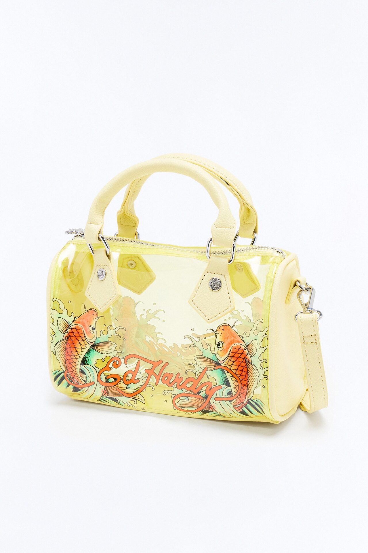 Ed Hardy Koi Fish Clear Satchel Bag - Yellow/combo