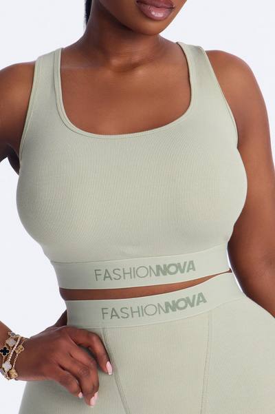 Mood Cotton Ribbed Racer Back Bra and Boxer Set - Sage