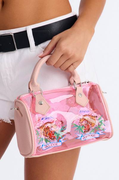 Ed Hardy Alive And Aware Clear Satchel Bag - Pink/combo